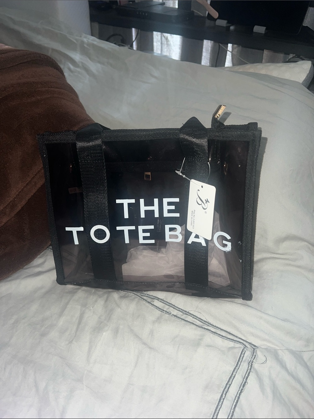 THE TOTE BAG Clear Black Women Tote - Unbranded